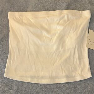 a new day White Ribbed Tube Top